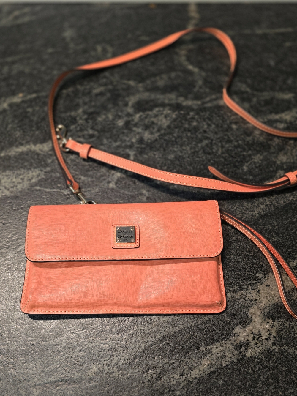 ​Dooney & Bourke Coral Saffiano Leather Convertible Crossbody Wristlet Wallet